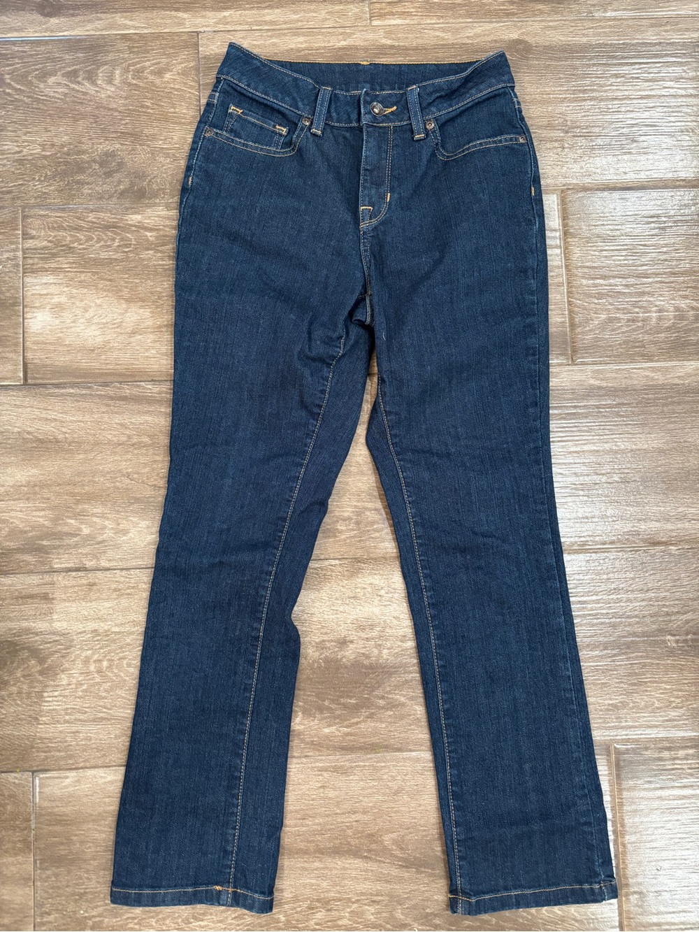 L.L. Bean Women's Dark Straight-Leg Jeans Size 2 Petite Casual Basics Classic